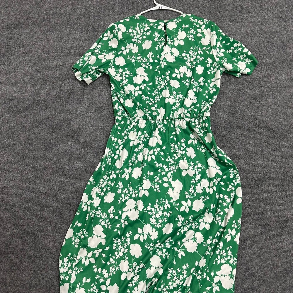 Anthony Richards Dress Womens Size 14 Green White Floral Midi A-Line USA Made - Picture 7 of 8